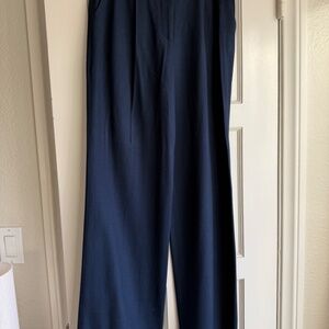 Veronica Beard High Waisted Wide Leg Navy Pants